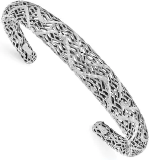 JewelryWeb 925 Sterling Silver Polished Sparkle Cut Bangle Bracelet 9.4mm Wide Cuff-Bracelet for Women