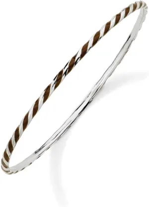 JewelryWeb 925 Sterling Silver Polished Stackable Twisted Brown Enamel Bangle-Bangle Bracelet for Women