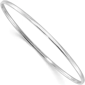 JewelryWeb 925 Sterling Silver Rhodium Plated Polished 2.40mm Slip Bangle Bracelet Cuff-Bracelet for Women