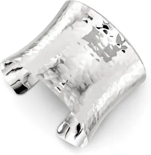 JewelryWeb 925 Sterling Silver Solid Polished Hammered Bangle Bracelet 49.5mm Wide Cuff-Bracelet for Women