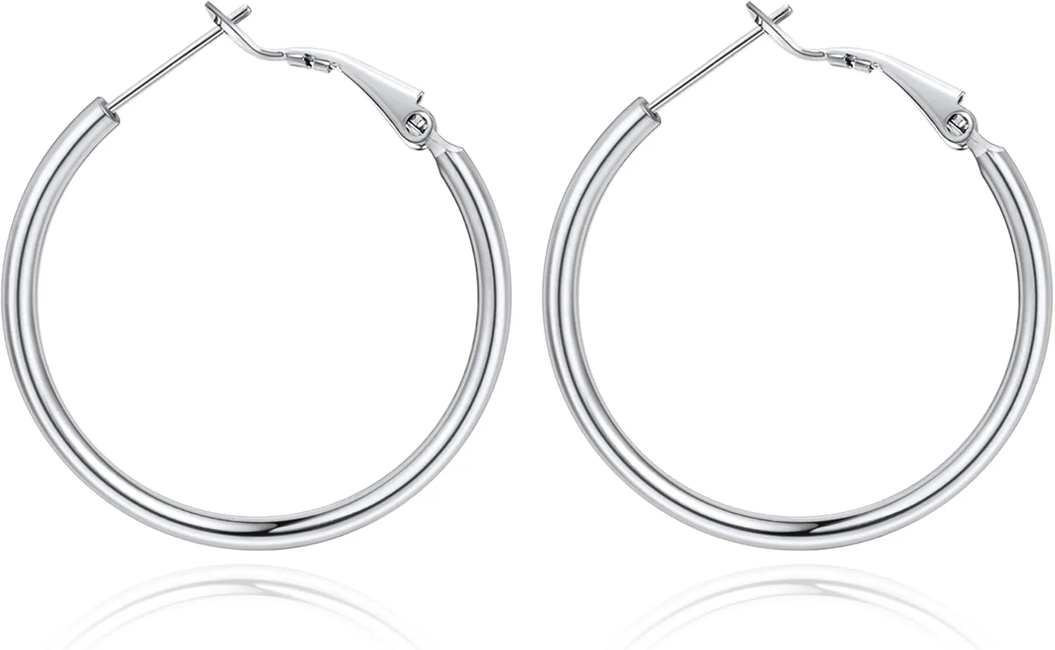 Jewlpire 14K Gold Plated 925 Sterling Sliver Post Hoop Earrings, 2MM Thick Hoop earrings Lightweight Large Gold Hoop Earrings for Women Trendy 20/30/40/50/60/70mm