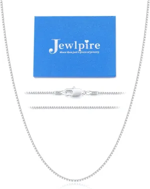 Jewlpire Italian Soild 22K Real Gold Over 925 Sterling Silver Chain Necklace for Women, 1.3mm Hypoallergenic Box Chain Thin & Sturdy Women's Chain Necklaces 14/16/18/20/22/24/26 Inch