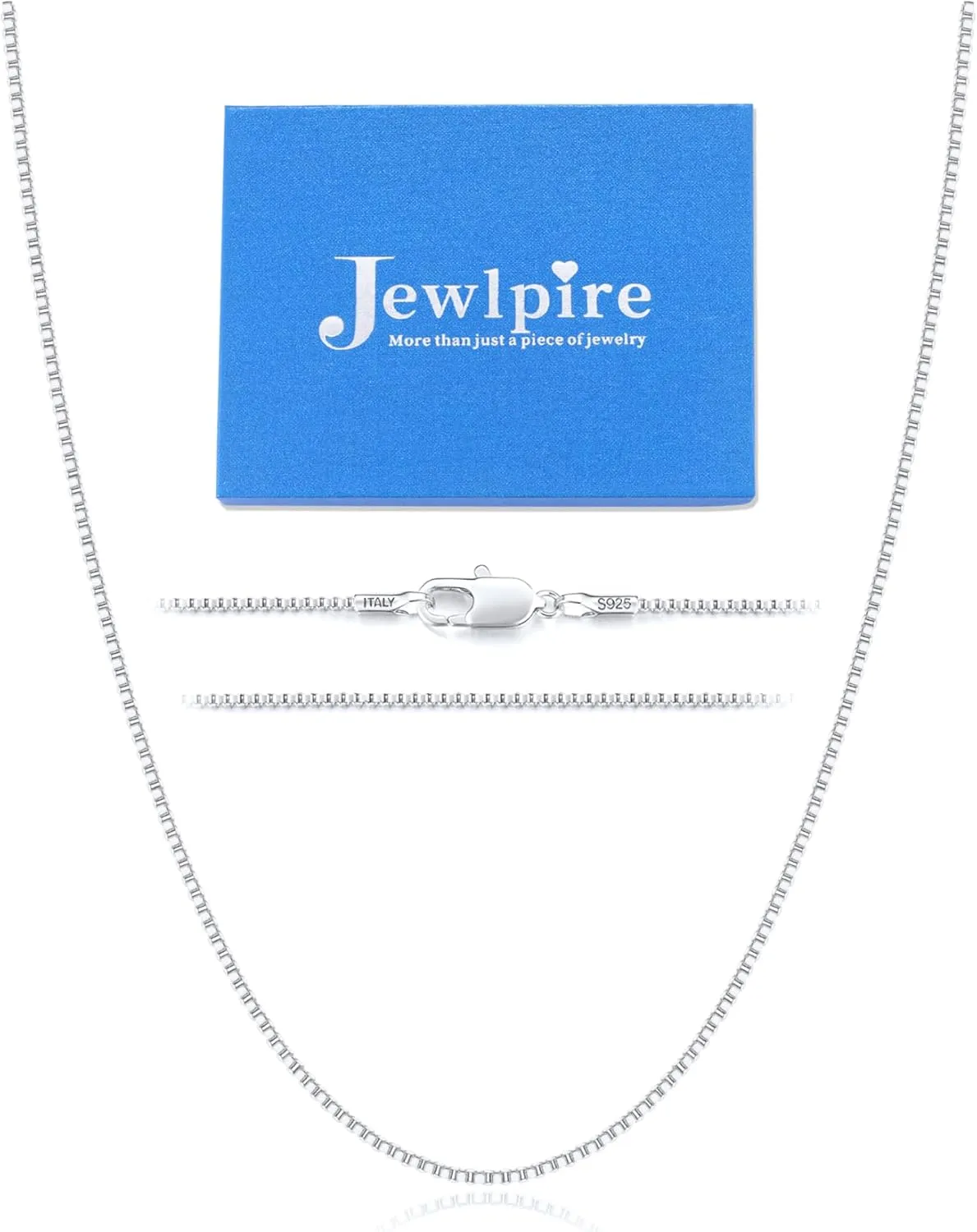 Jewlpire Italian Soild 22K Real Gold Over 925 Sterling Silver Chain Necklace for Women, 1.3mm Hypoallergenic Box Chain Thin & Sturdy Women's Chain Necklaces 14/16/18/20/22/24/26 Inch