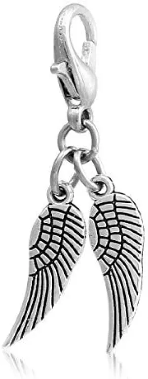 JGFinds Angel Wings Clip On Charm - 10 Pack of Silver Tone Pendants with Lobster Clasp, Jewelry Making Supplies; Small 1 1/3 Inch for Bracelet, Necklace, Earrings or Arts and Crafts