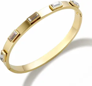 JINHUI Gold Bangles Bracelets for Women, 18K Gold Plated Green Emerald Birthstone Womens Bangle Bracelets 6.7 Elegant Vintage Casual Gift