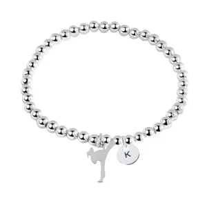 Karate Girl Jewelry, Personalized Karate Girl Initial Letter Beaded Adjustable Bracelet, Martial Arts Gift, Karate Girl Gift, Karate Accessories for Martial Artist