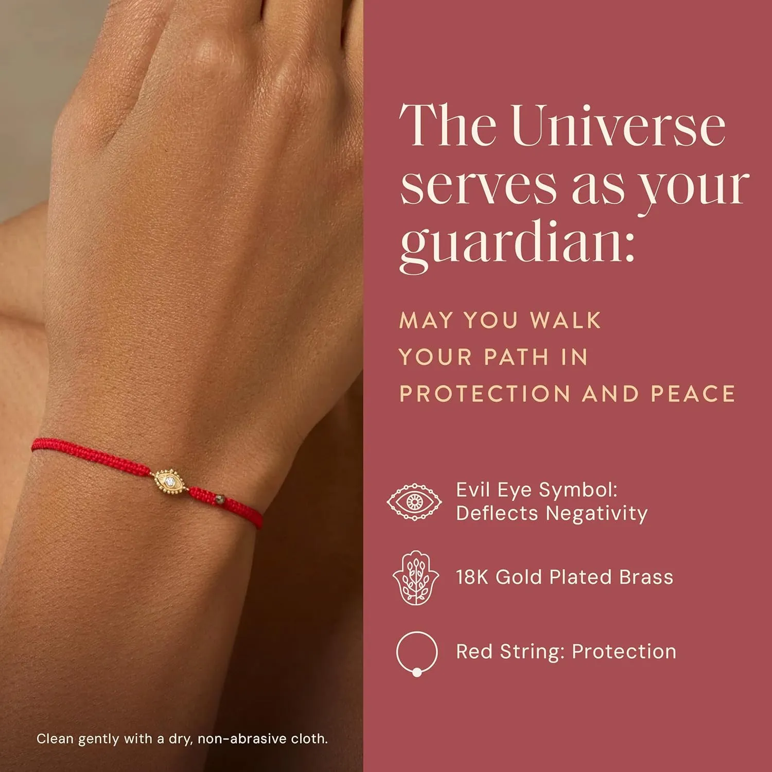KARMA AND LUCK Powerful Protection, Red String Bracelet & Evil Eye Charm for Women with Genuine Gemstone, Size 5.5"-7.5