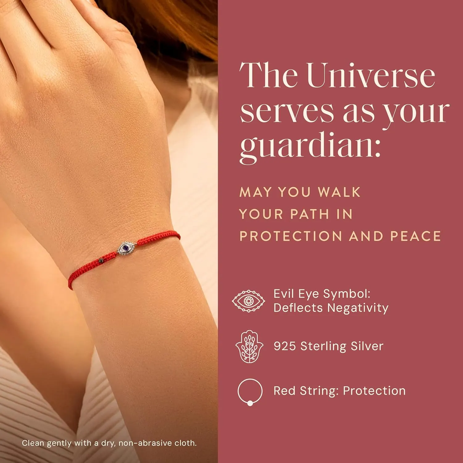 KARMA AND LUCK Powerful Protection, Red String Bracelet & Evil Eye Charm for Women with Genuine Gemstone, Size 5.5"-7.5