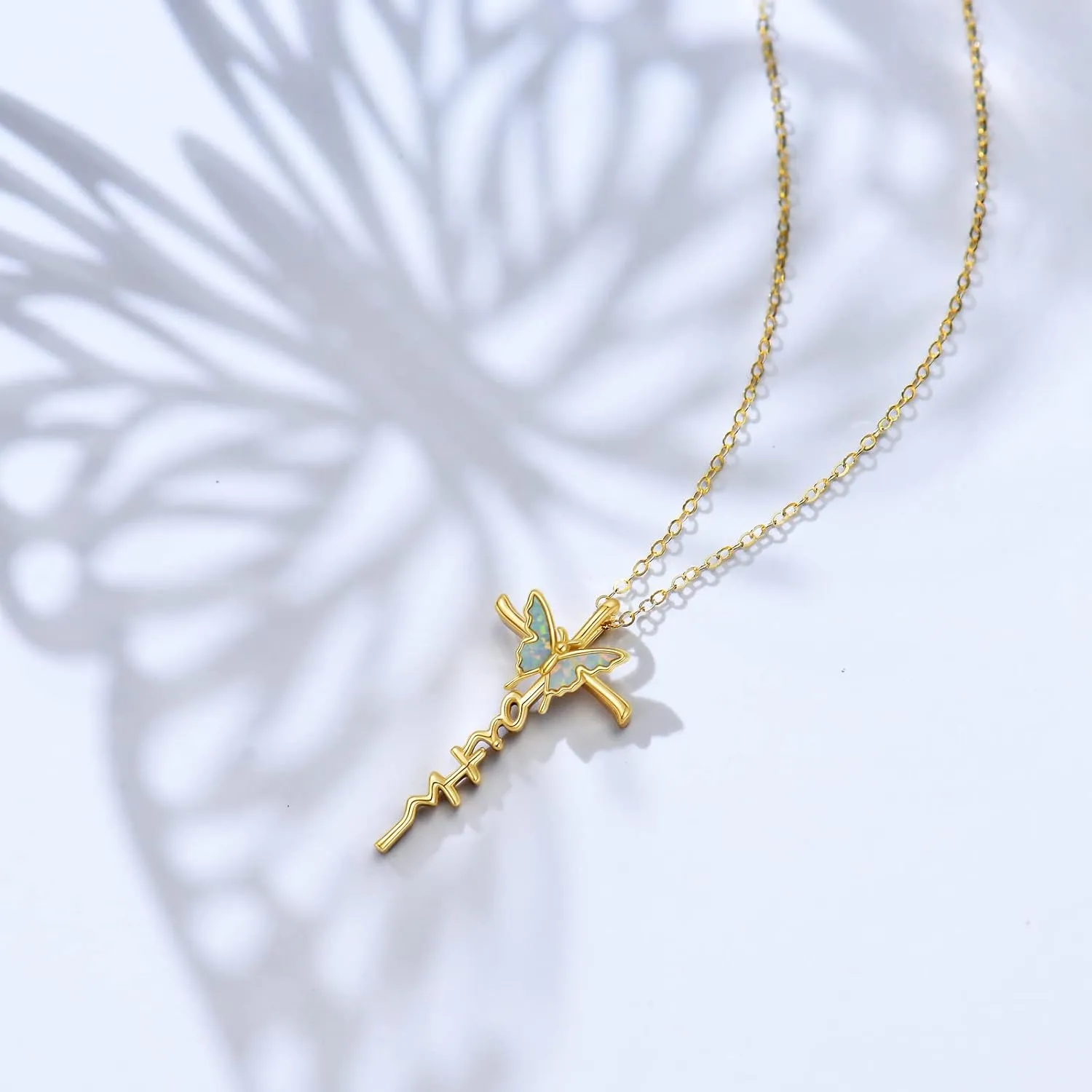 KECHO Gold Cross Necklace for Women 14k Gold Rose Flower Cross Necklace Fine Gold Religious Cross Pendant Chain Jewelry Christmas Gifts for Women