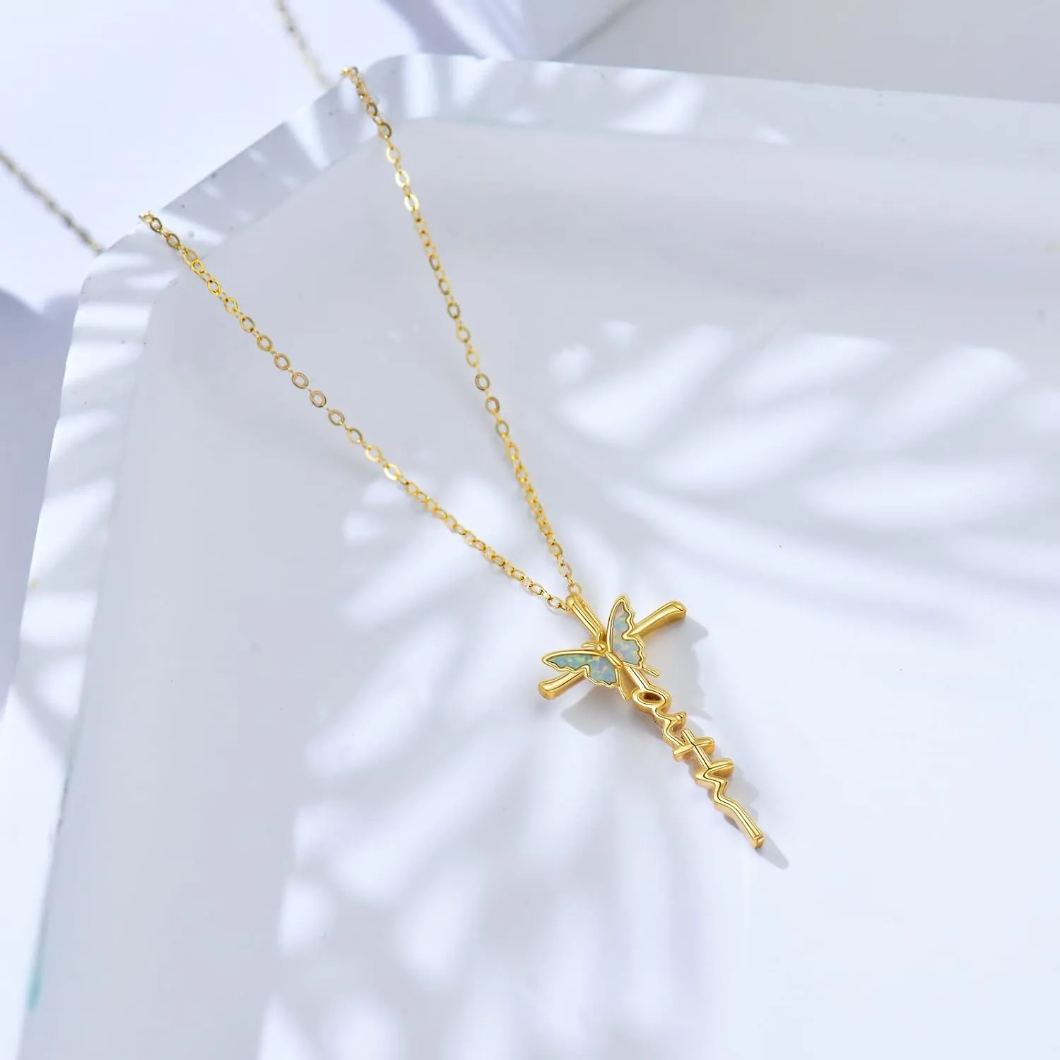 KECHO Gold Cross Necklace for Women 14k Gold Rose Flower Cross Necklace Fine Gold Religious Cross Pendant Chain Jewelry Christmas Gifts for Women