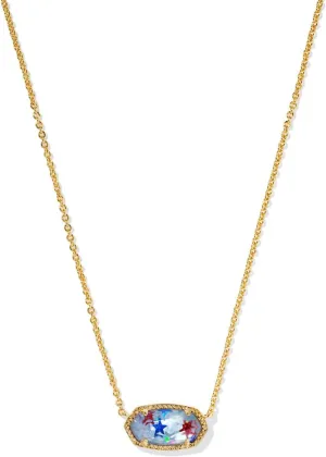 Kendra Scott Womens Elisa Pendant Necklace Gold Red White Blue Illusion One Size