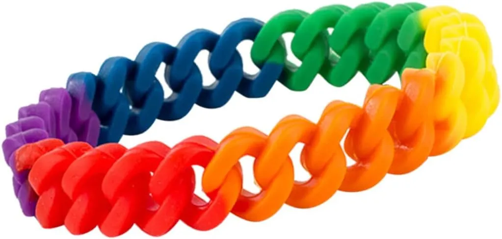 KESYOO 1Pc Rainbow Color Silicone Bracelet Colorful Chain Link Bangle Wristlet for Women Men Durable Comfortable Parties Events