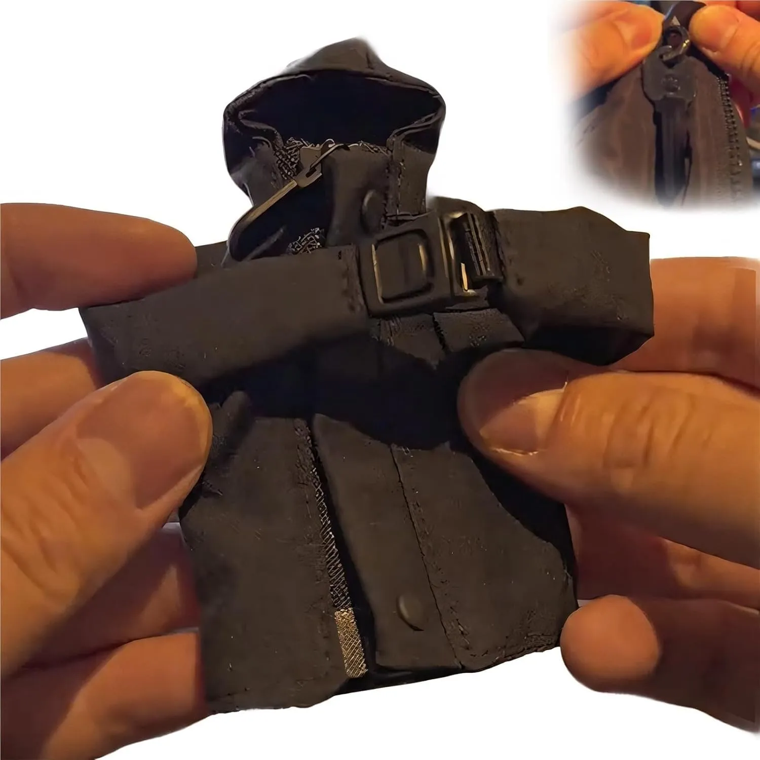 Key Chain Mini Down Coat, Cool Leather Mini Jacket Keychain with Zipper, Unique Funny Key Jacket Gifts nn1(A)