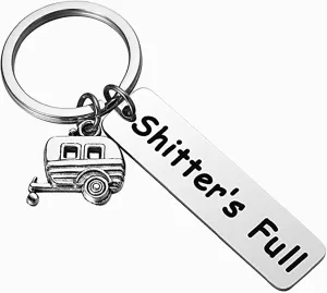 Keychain Shitter's Full Keychain Happy Camper RV Keychain Camping Keychain Unique Gifts for Men Women Trailer Vacation Jewelry
