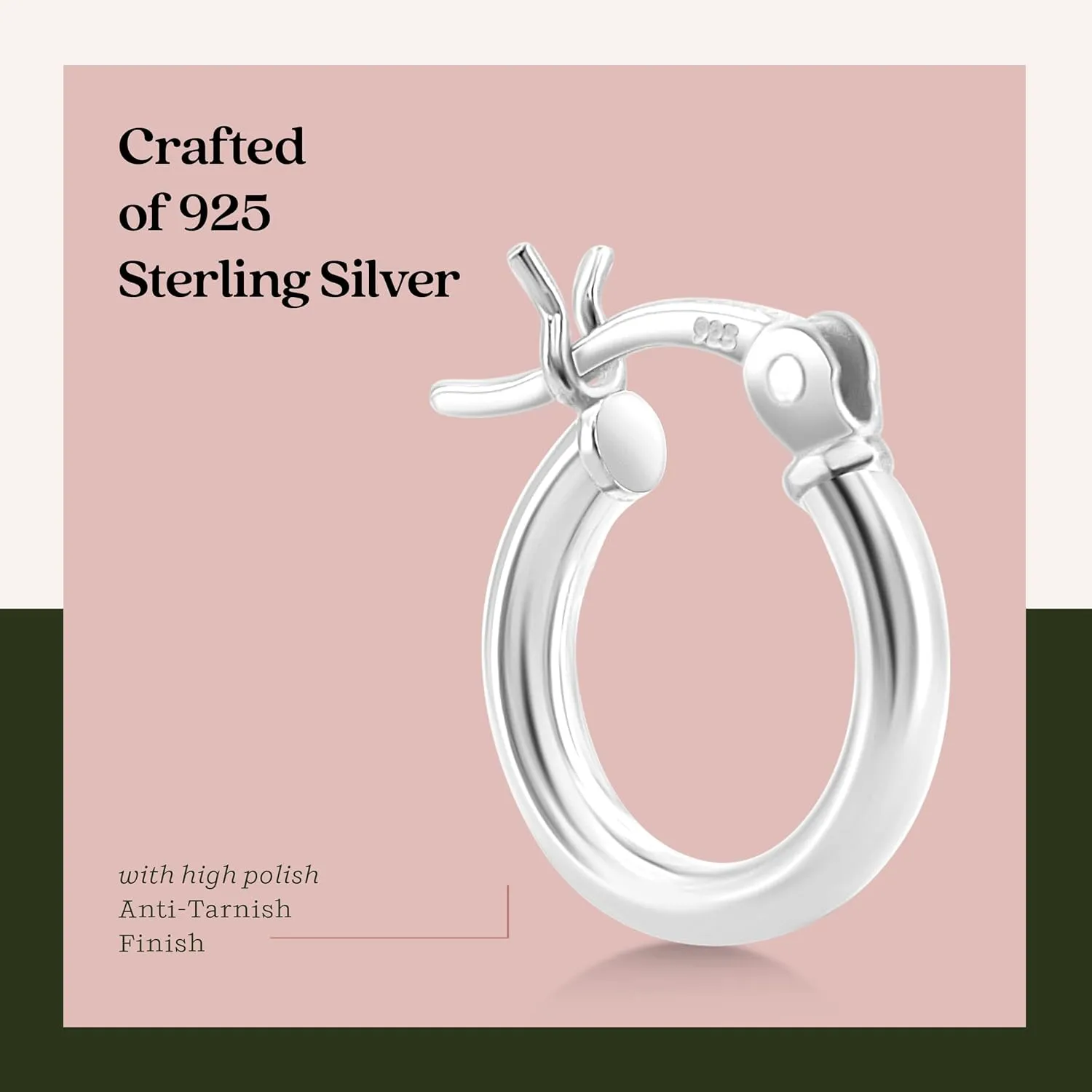 KEZEF 925 Silver Hoop Earrings for Women - Small & Large Sterling Silver Hoop Earrings for Men - Hypoallergenic Silver Earrings Available in 10mm-50mm