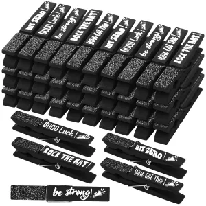 Kigeli 30 Pcs Spirit Clips Cheer Pins Cheerleader Gifts Clothes Pins for Backpacks Competition Glittered for Team Cheer Gifts Stuff Supplies Party Favors Accessories Bulk(Black,Shiny)