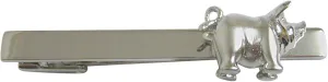 Kiola Designs Silver Toned Shiny Detailed Pig Squre Tie Clip