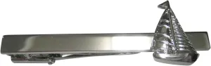 Kiola Designs Silver Toned Shiny Nautical Sail Boat Tie Clip