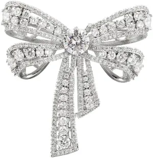 Kokoma Rhinestone Bow Brooch Pin for Women Shiny CZ Crystal Pearl Dangling Ribbon Bow Knot Lapel Pins Wedding Party Dance Banquet Dress Suit Shirt Scraf Clip for Clothes Accessories Jewelry
