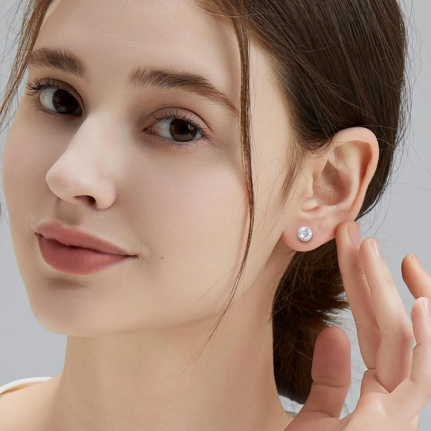 KRKC Moissanite Earrings, Lab Created Diamond Stud Earrings For Women Men, 14K Golden-Plated, 925 Sterling Silver Earrings, D Color VVS1, Valentines Christmas Gift, Halo Style, Push Back, 0.2CT-8CT