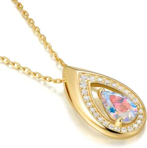 Kstyle Teardrop Necklaces for Women, 14k Gold Plated 925 Sterling Silver Birthstone Pendant Necklace with Cubic Zirconia, Jewelry for Women Birthday Gifts for Wife Girlfriend Her Mom Sister