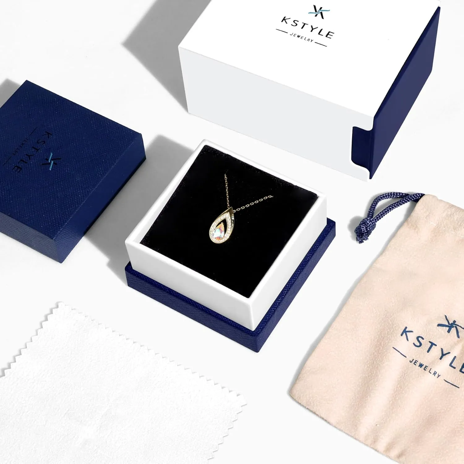 Kstyle Teardrop Necklaces for Women, 14k Gold Plated 925 Sterling Silver Birthstone Pendant Necklace with Cubic Zirconia, Jewelry for Women Birthday Gifts for Wife Girlfriend Her Mom Sister