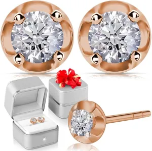 Lab Grown Diamond Earrings for Women in 925 Sterling Silver with Gold/Platinum Plated - Diamond Studs - 0.20 ctw, I2 Clarity Wedding Anniversary Jewelry Birthday Gifts for Her