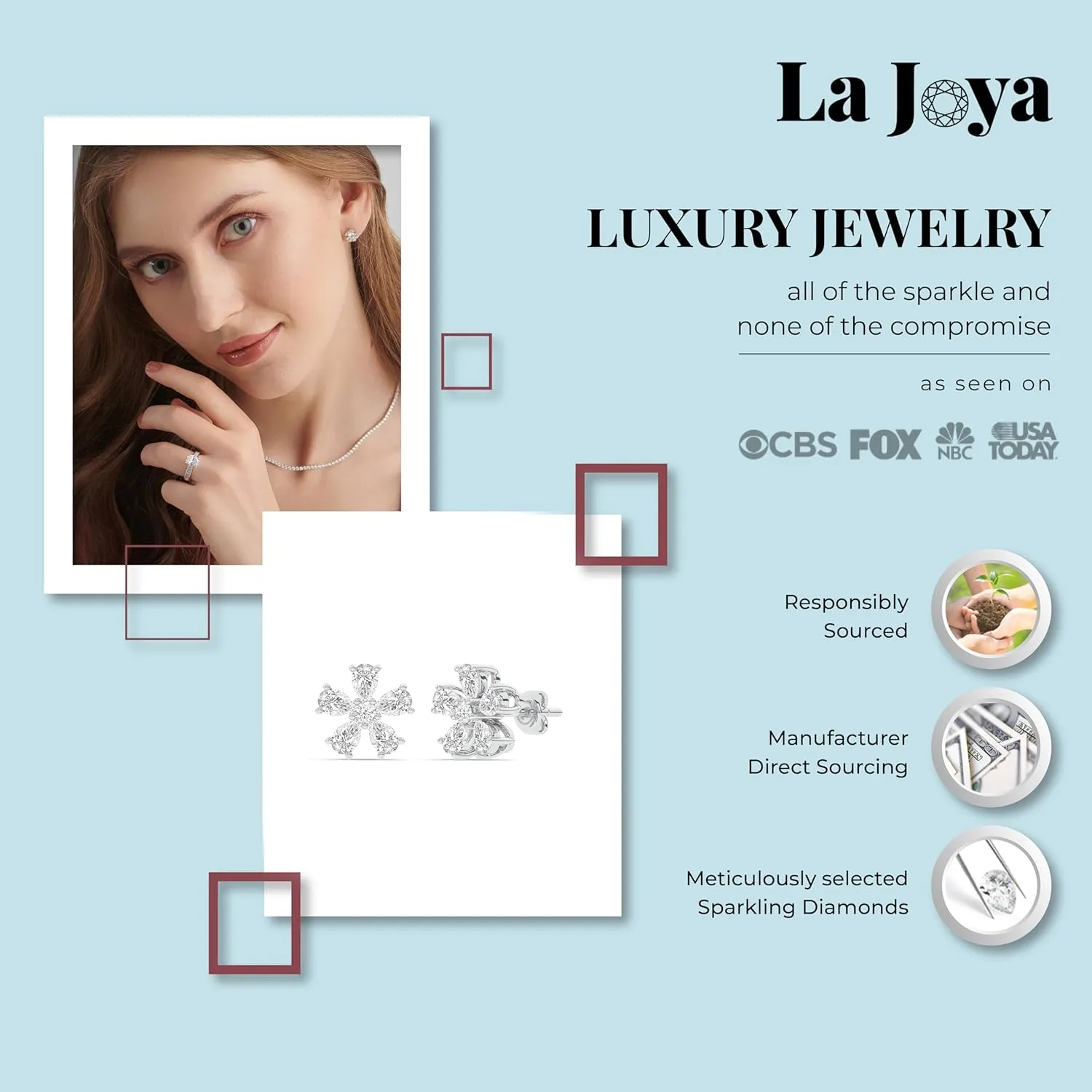 Lab Grown Flower Shaped Diamond Stud Earring | 10K Solid Gold 1-1 1/5 CT. TW. Diamond Earring for Women | Ideal Gift for Women