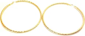Large Hoop Earrings 4 Inch Gold Tone Wavy Hoop Earrings Tube Hoops Hypo-Allergenic Hoops