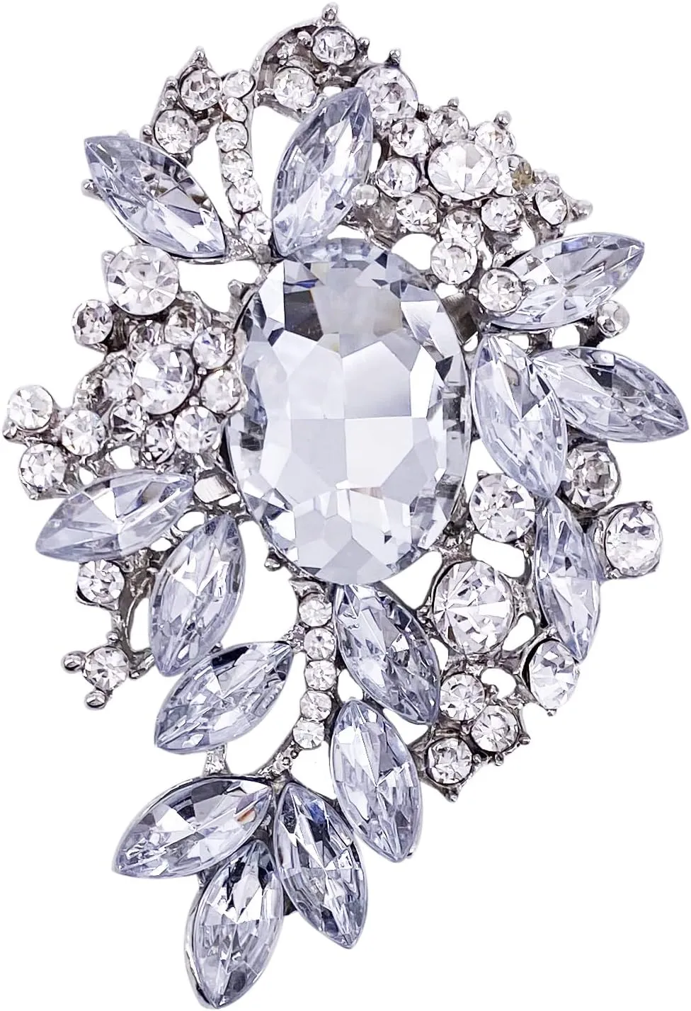 LAXPICOL Vintage Sparkly Austrian Crystal Flower Leaf Bouquet Clusters Big Large Brooch Pin for Women Gold Tone