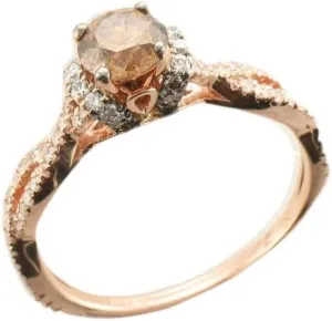 LE VIAN Chocolate Vanilla Diamond Statement Ring for Women I 14k Rose Gold Ring for Her (Brown/G-H, VS2-SI1, 1.15 cttw) Promise Wedding Anniversary Band Size 7
