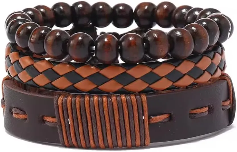 Leather Bracelet For Men Men Hand-woven Bracelets, Retro Leather Bracelets Adjustable Leather Rope 
