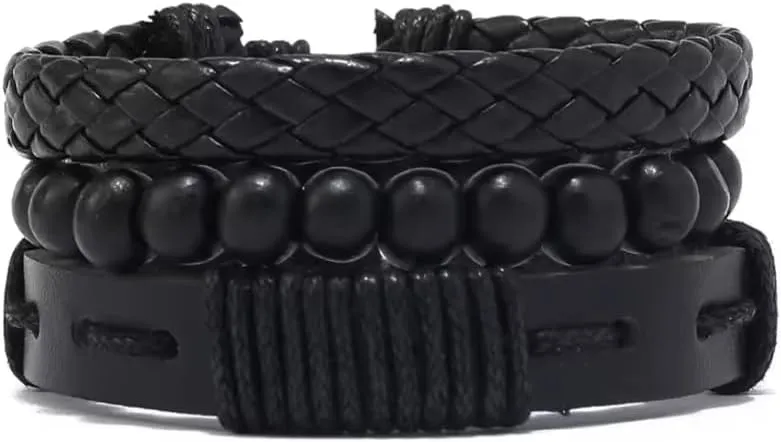 Leather Bracelet For Men Men Hand-woven Bracelets, Retro Leather Bracelets Adjustable Leather Rope 