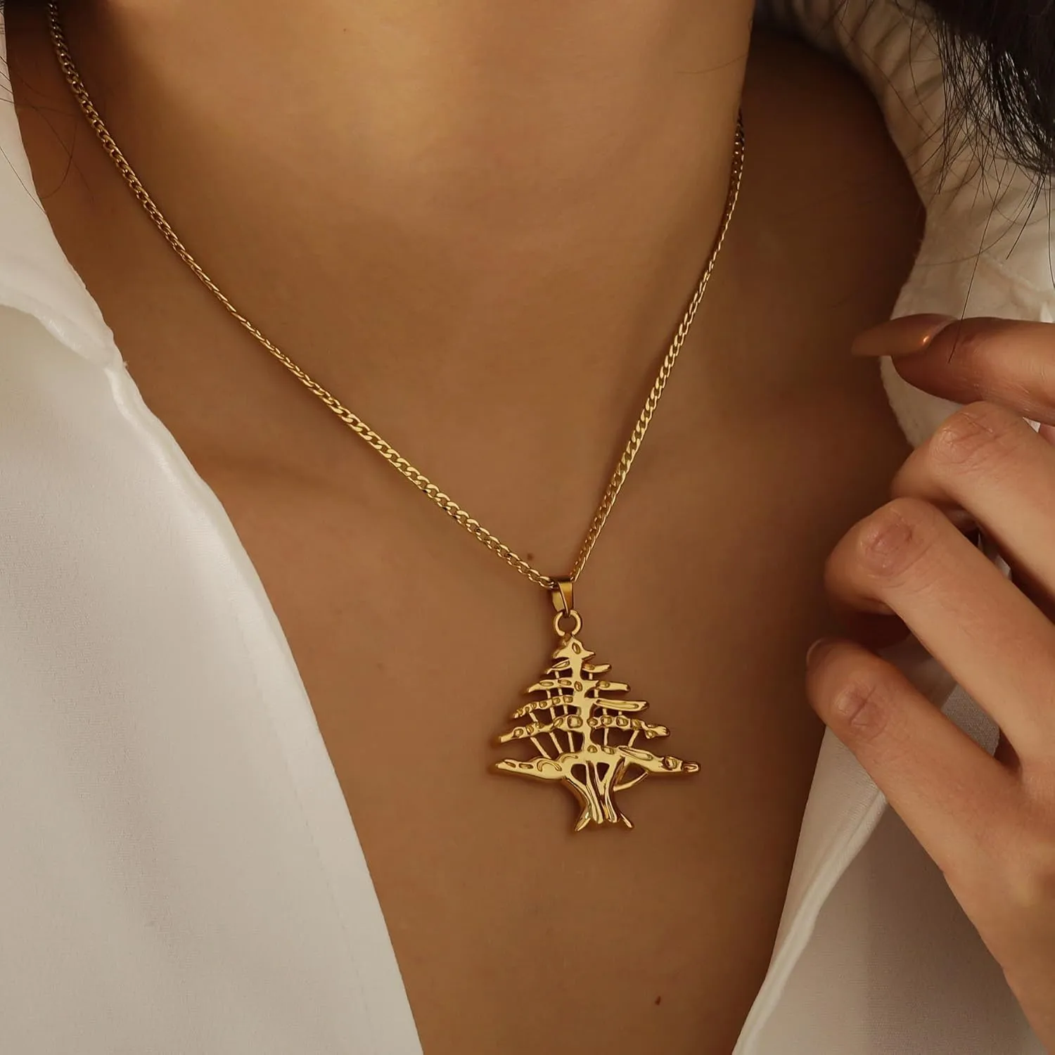 Lebanese Cedar Tree Pendant Necklace Lebanon National Emblem Charm Necklace Lebanon Coat Of Arms Necklace Gift For Him Her Birthday