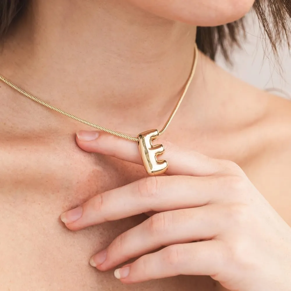 Leo & Luca Balloon Initial Necklace - Bubble Letter Gold Necklace - Necklace Charm - Unique Personalized Gifts for Women - Gold Plated Trendy Alphabet Pendant