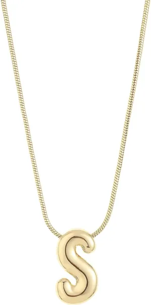 Leo & Luca Balloon Initial Necklace - Bubble Letter Gold Necklace - Necklace Charm - Unique Personalized Gifts for Women - Gold Plated Trendy Alphabet Pendant