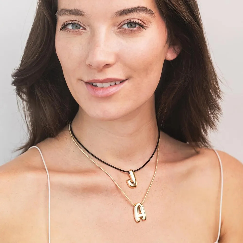 Leo & Luca Balloon Initial Necklace - Bubble Letter Gold Necklace - Necklace Charm - Unique Personalized Gifts for Women - Gold Plated Trendy Alphabet Pendant