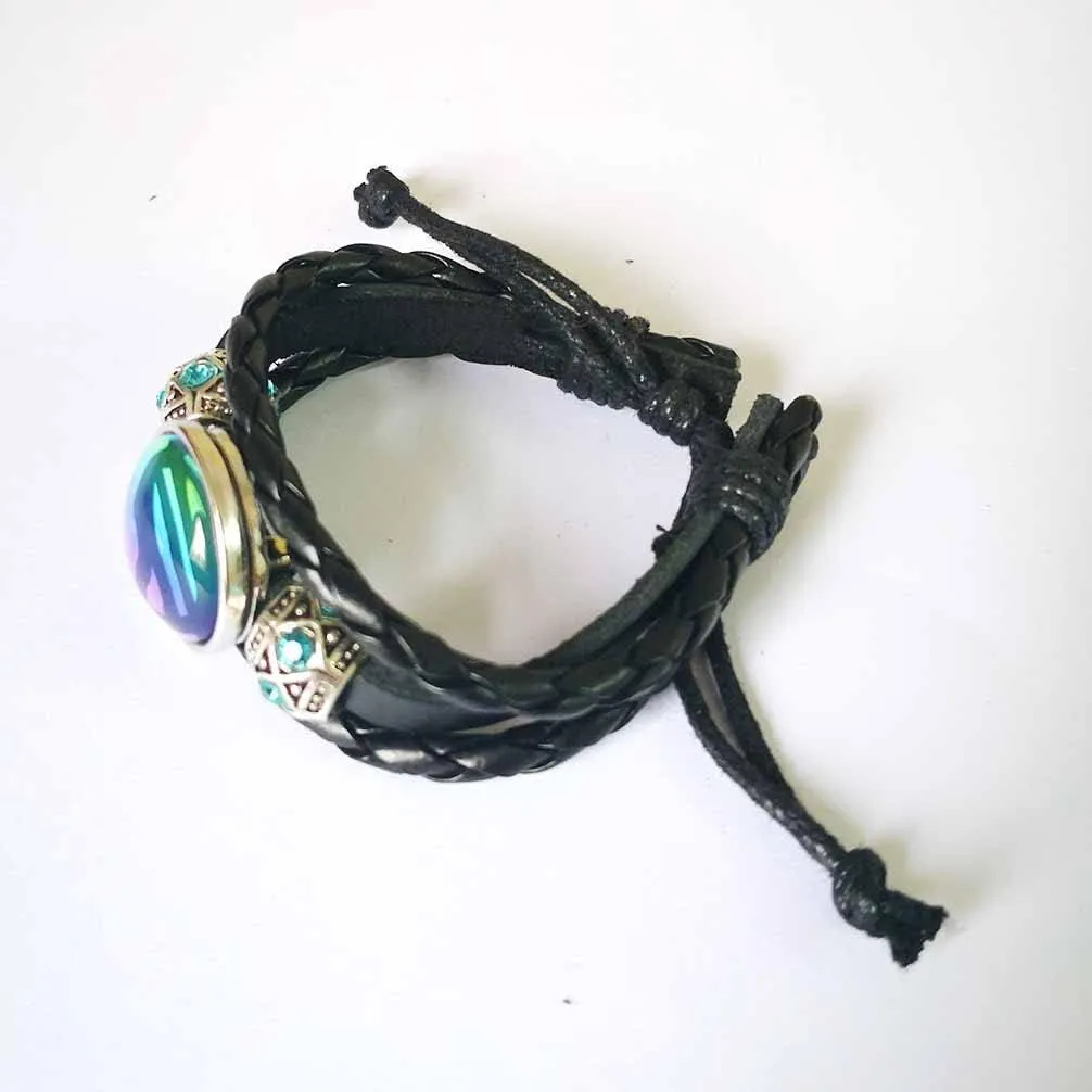 LERYDESI Mega stone bracelet jewelry custom picture gift Black dark brown braided leather customized art pendant Unique Friendship Jewelry