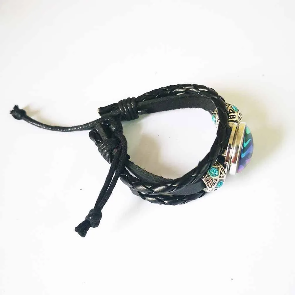 LERYDESI Mega stone bracelet jewelry custom picture gift Black dark brown braided leather customized art pendant Unique Friendship Jewelry