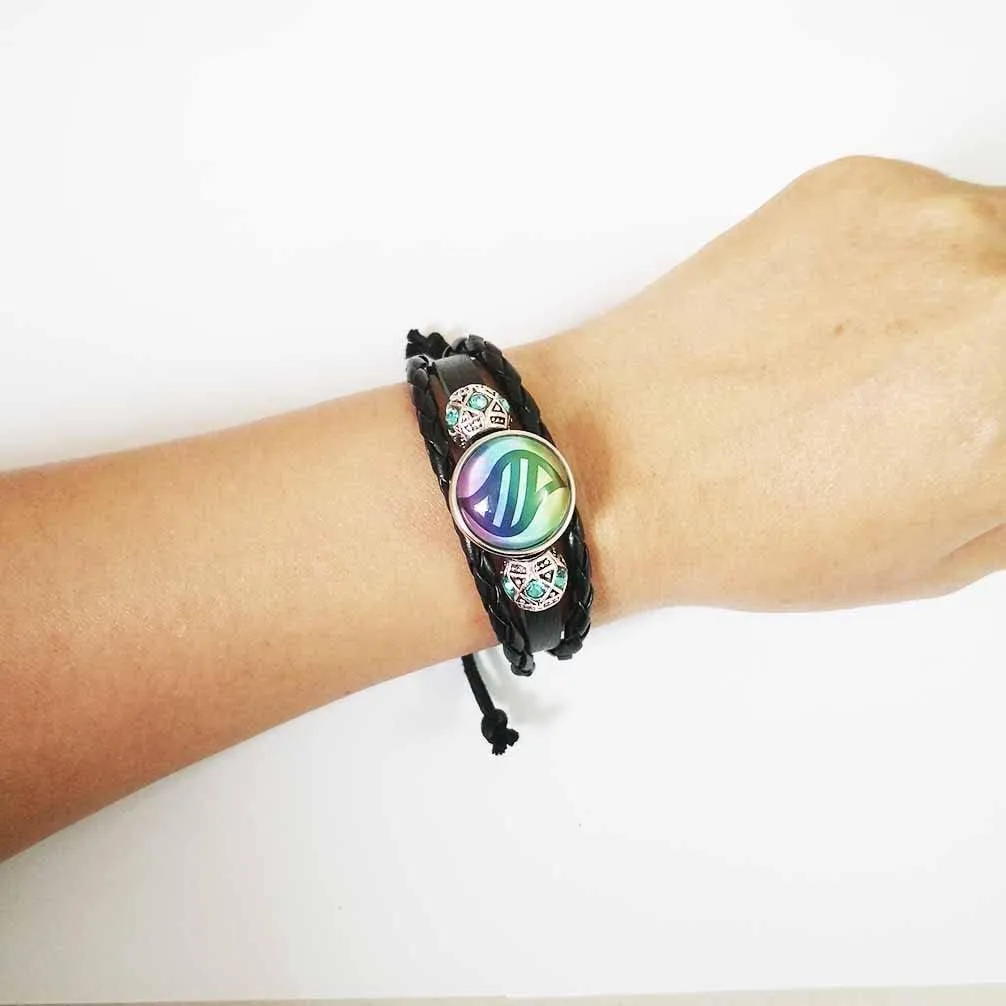 LERYDESI Mega stone bracelet jewelry custom picture gift Black dark brown braided leather customized art pendant Unique Friendship Jewelry