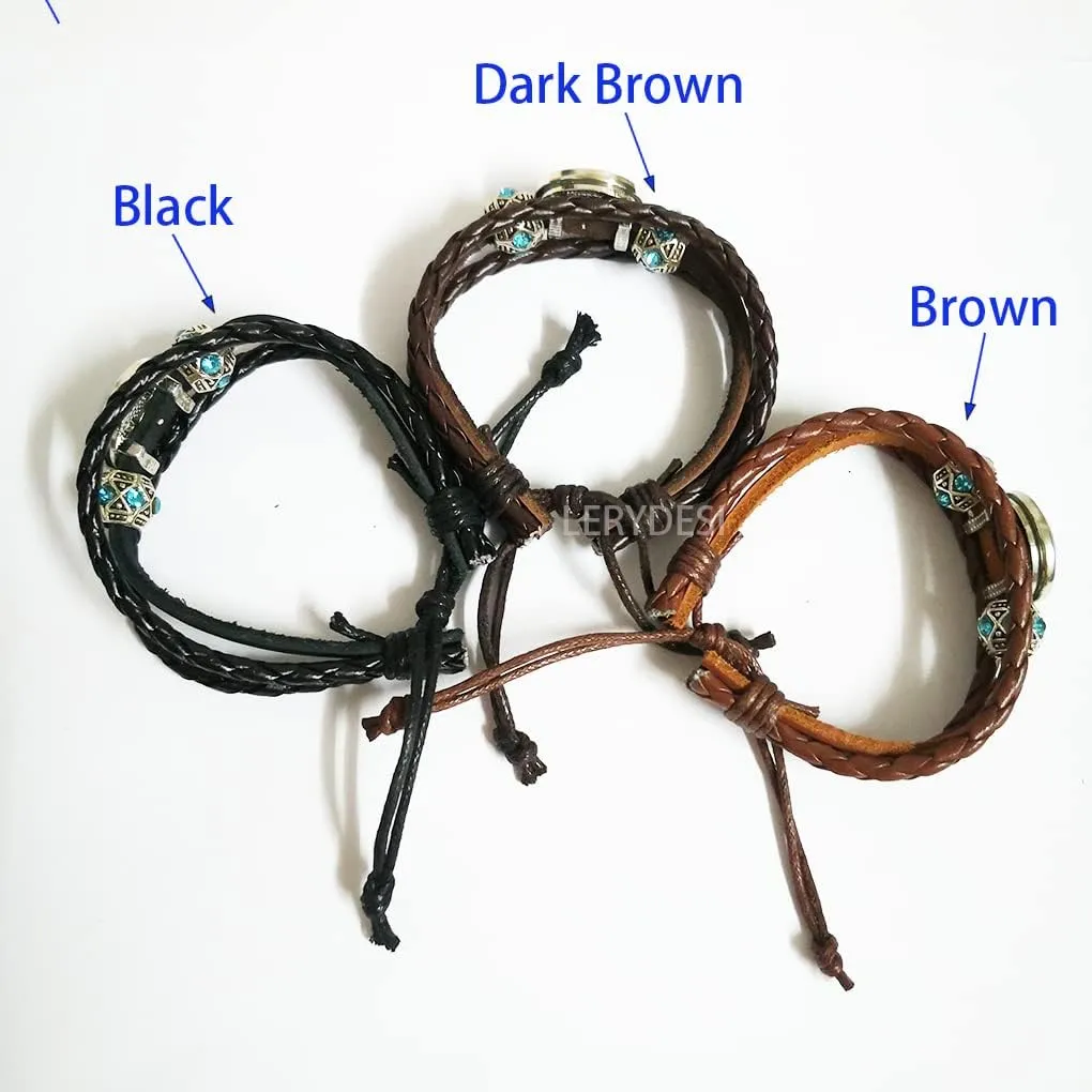 LERYDESI Mega stone bracelet jewelry custom picture gift Black dark brown braided leather customized art pendant Unique Friendship Jewelry