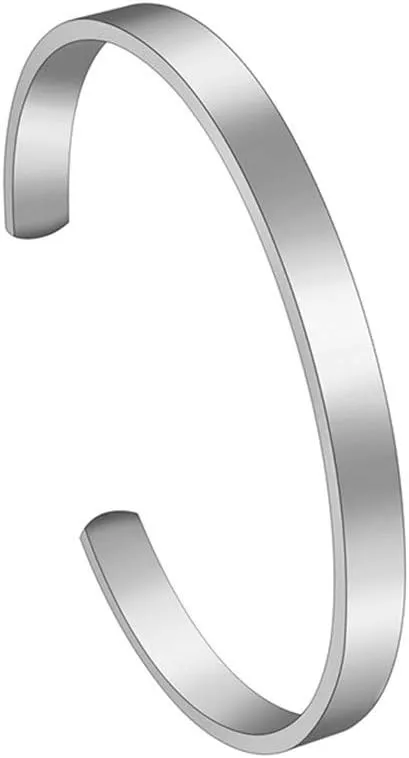 LF Personalized Cuff Bracelet Bangle - Stainless Steel Name Date Quote Customized Polished C Open Cuff Bangle Bracelets for Men Women Unisex,Free Engraving
