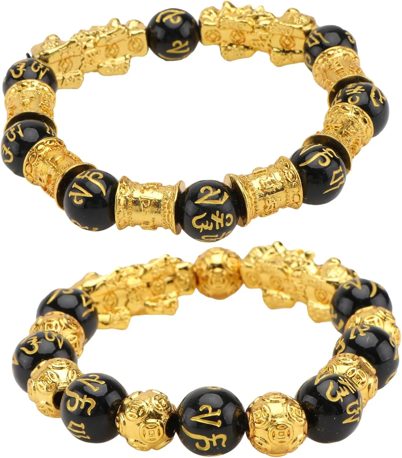 LIFKOME Men's Auspicious Buddhist Bead Bracelet Alloy Decorative Bangle Comfortable for Daily Wear