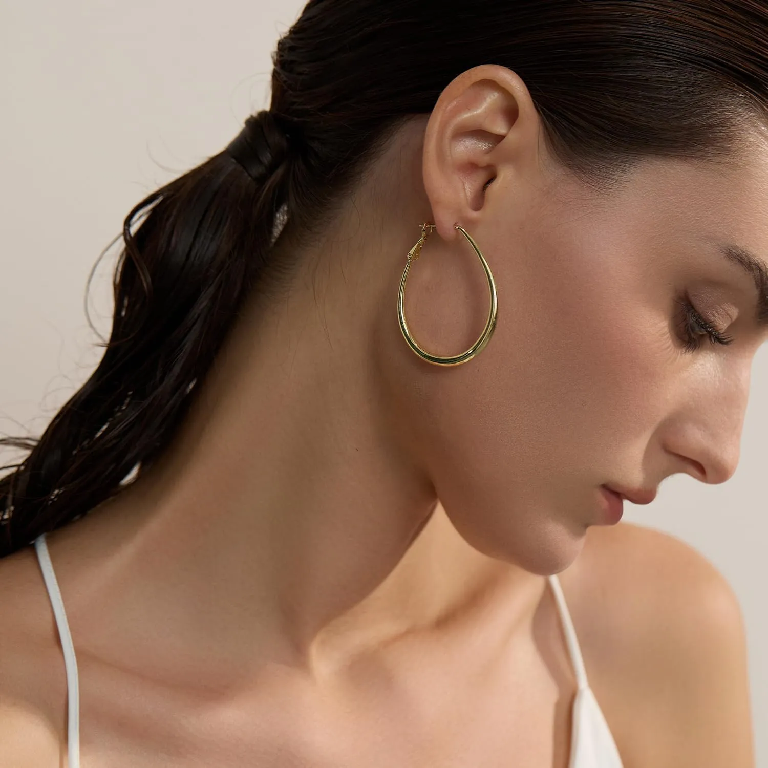 Lightweight Oval Hoop Earrings for Women - 14K Gold Plated, Rose Gold Plated and Sterling Silver Plated Large Oblong Hoop Earrings for Women Statement Jewelry Gift