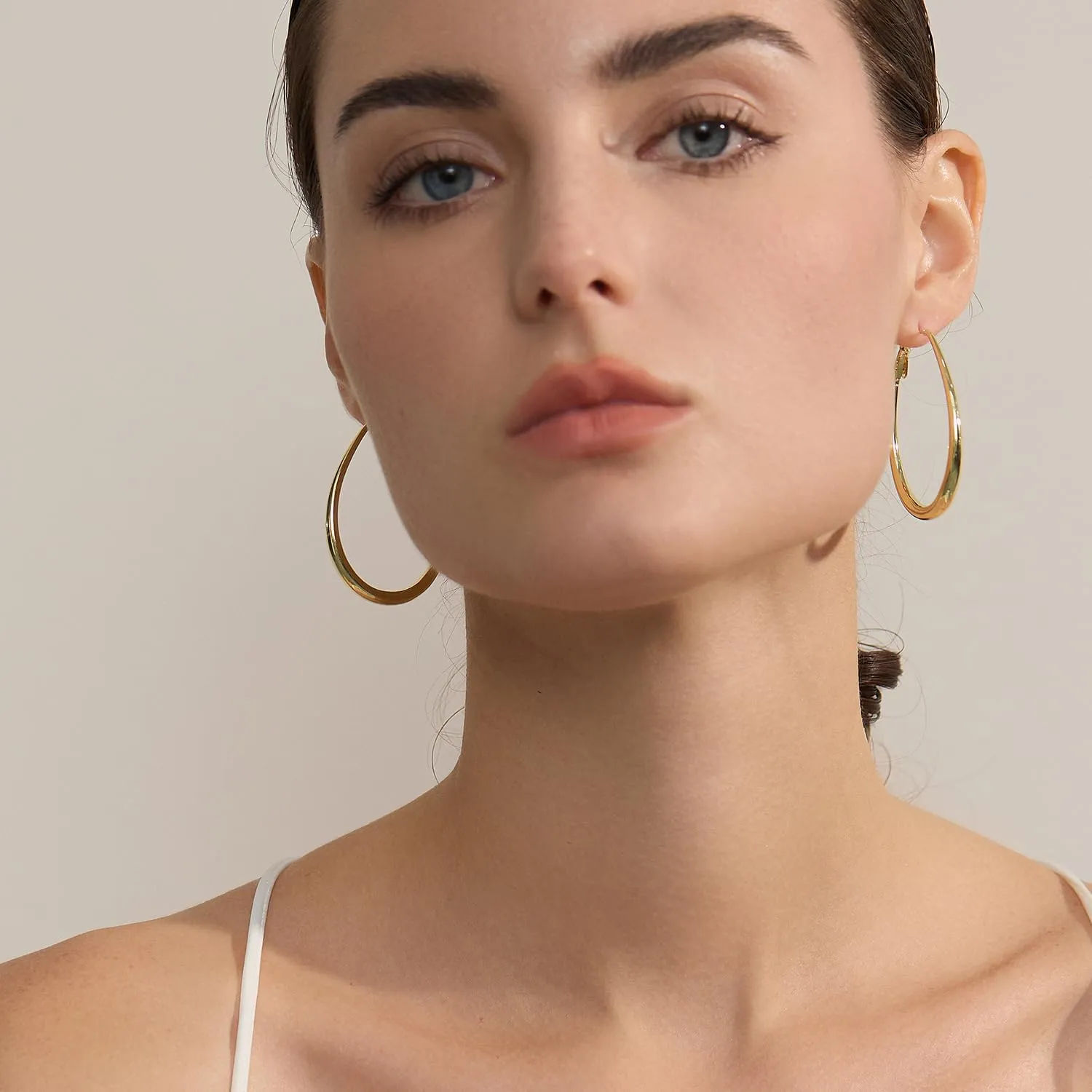 Lightweight Oval Hoop Earrings for Women - 14K Gold Plated, Rose Gold Plated and Sterling Silver Plated Large Oblong Hoop Earrings for Women Statement Jewelry Gift