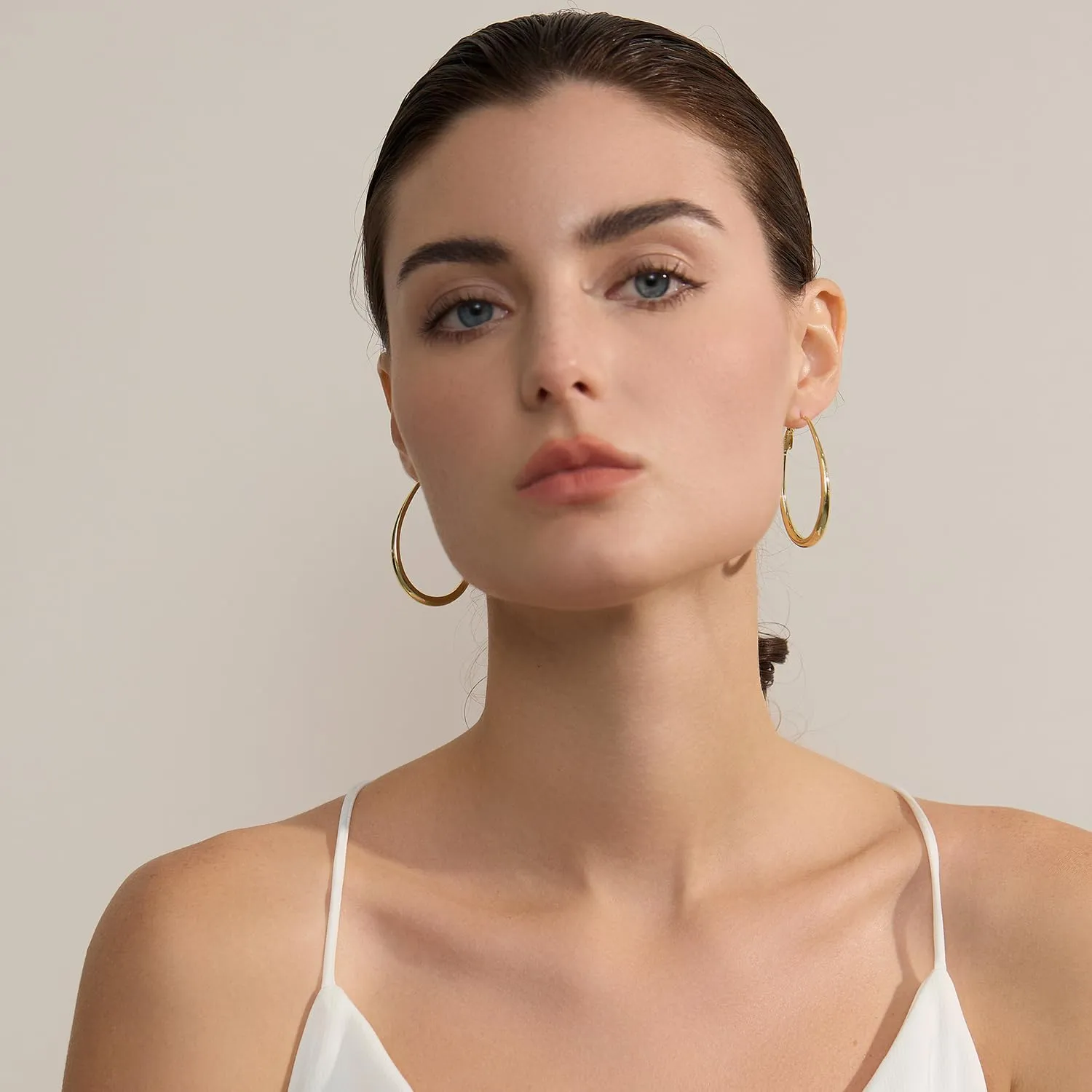 Lightweight Oval Hoop Earrings for Women - 14K Gold Plated, Rose Gold Plated and Sterling Silver Plated Large Oblong Hoop Earrings for Women Statement Jewelry Gift