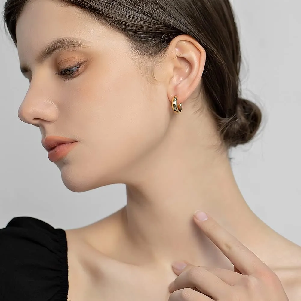 LILIE&WHITE Chunky Gold Hoop Earrings for Women Cute Fashion Hypoallergenic earrings Minimalist Jewelry Gift
