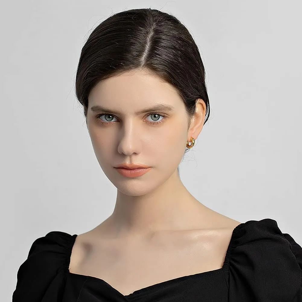 LILIE&WHITE Chunky Gold Hoop Earrings for Women Cute Fashion Hypoallergenic earrings Minimalist Jewelry Gift