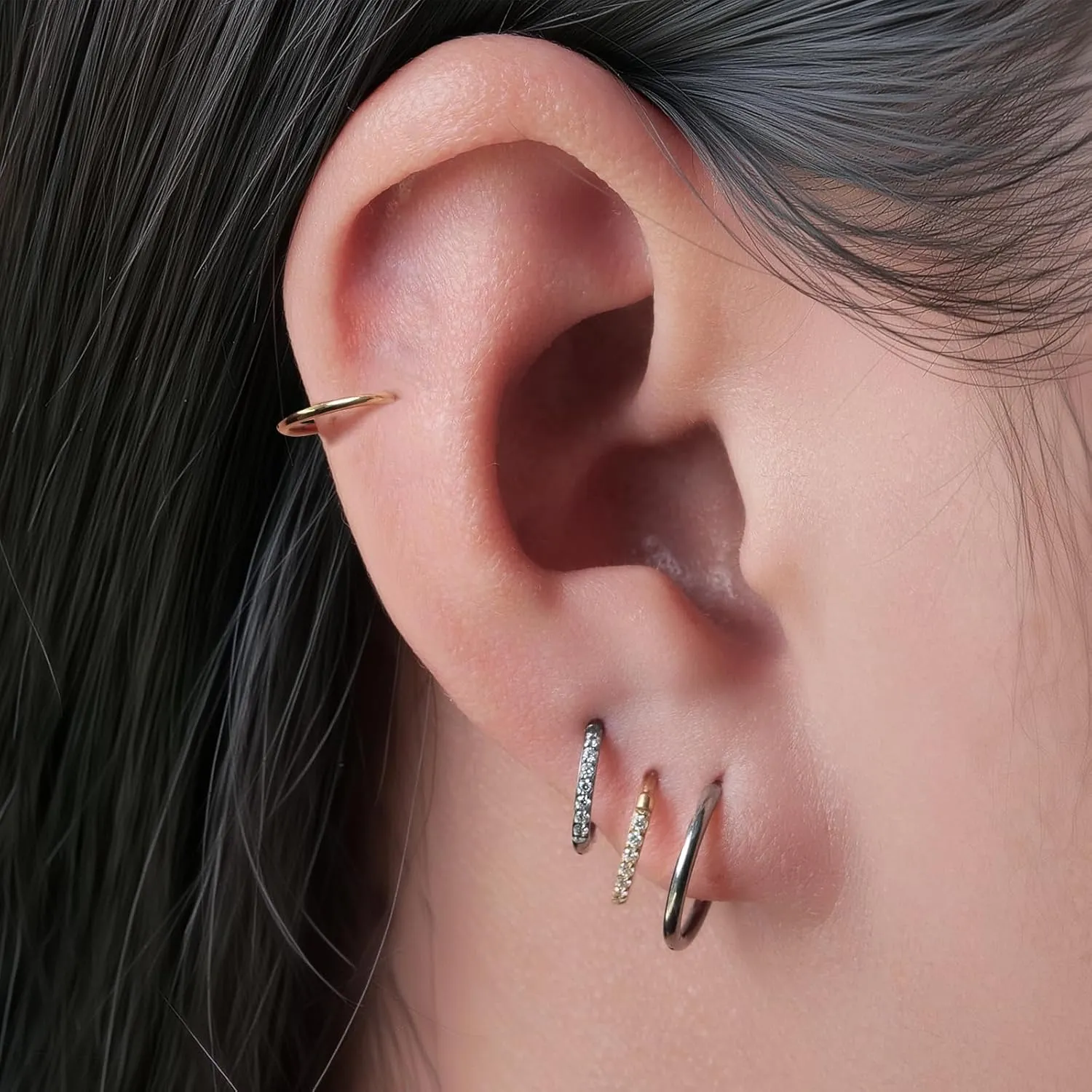 Limerencia Titanium Hoop Earrings for Women,Hypoallergenic G23 Implant Grade Pure Titanium Huggie Lightweight Hoop Earrings for Women Men Sensitive Ears