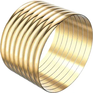 Linkidea Plus Size Bangle Bracelets Set for Women, Set of 8 Stainless Steel Extra Large Round Bangles